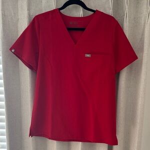 Figs V-Neck Red Short Sleeve Top Catarina NWT limited edition color